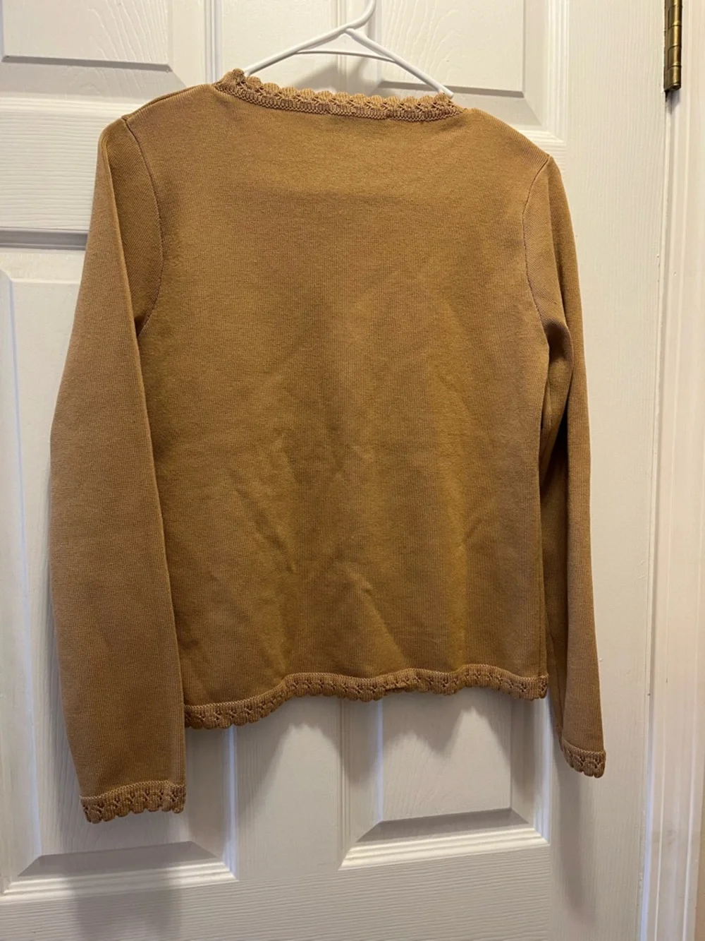 Nanette Lepore Camel Scalloped-Edge Pocket Cardigan size Medium - Picture 4 of 6